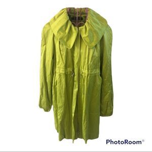 Nine West metallic lime green midi light rain coat Jacket S